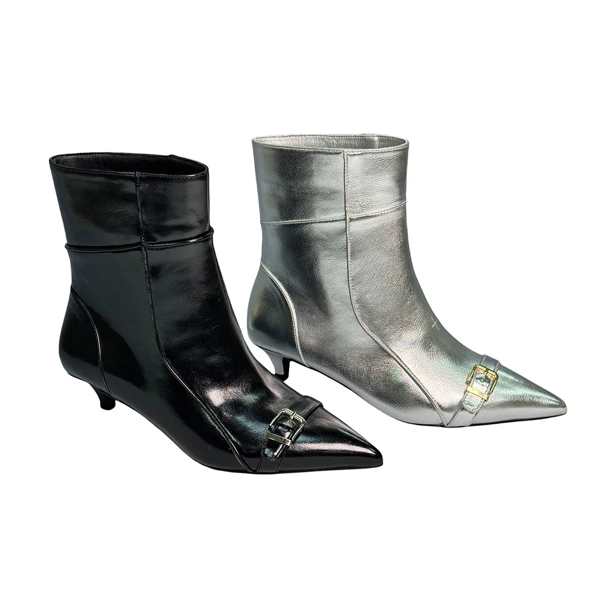 T-B007 Female Fashion Pointed Toe Belt Buckle Ankle Boots