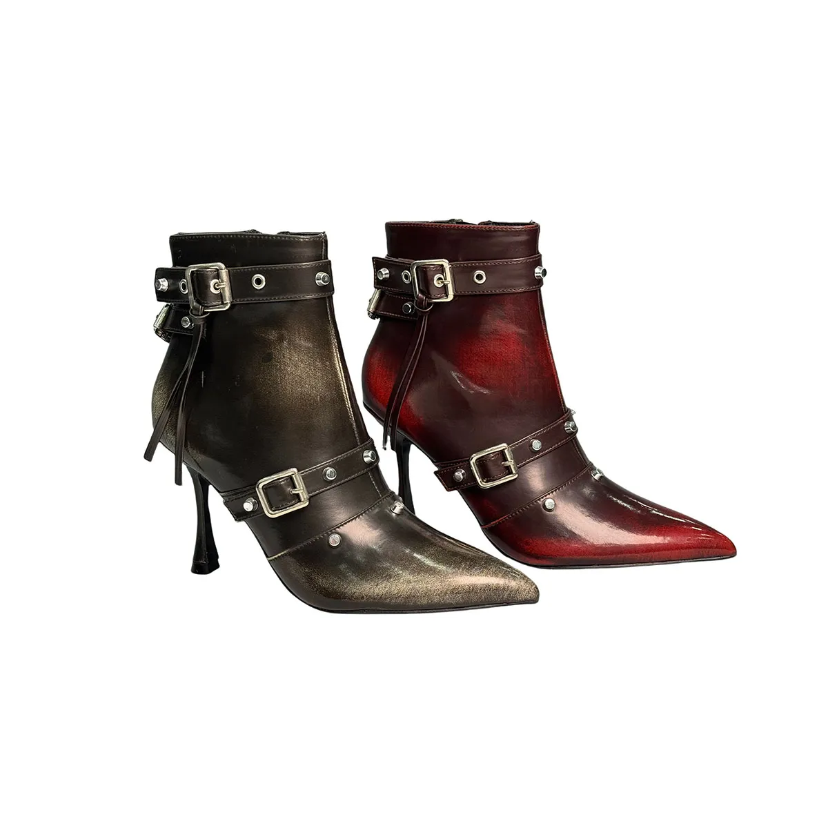 T-B036 Fashion Trend Women's Western Style Leather High Heels Negro Ankle Boots Stripper & Cowboy Boots Gladiator Botin for Ladies