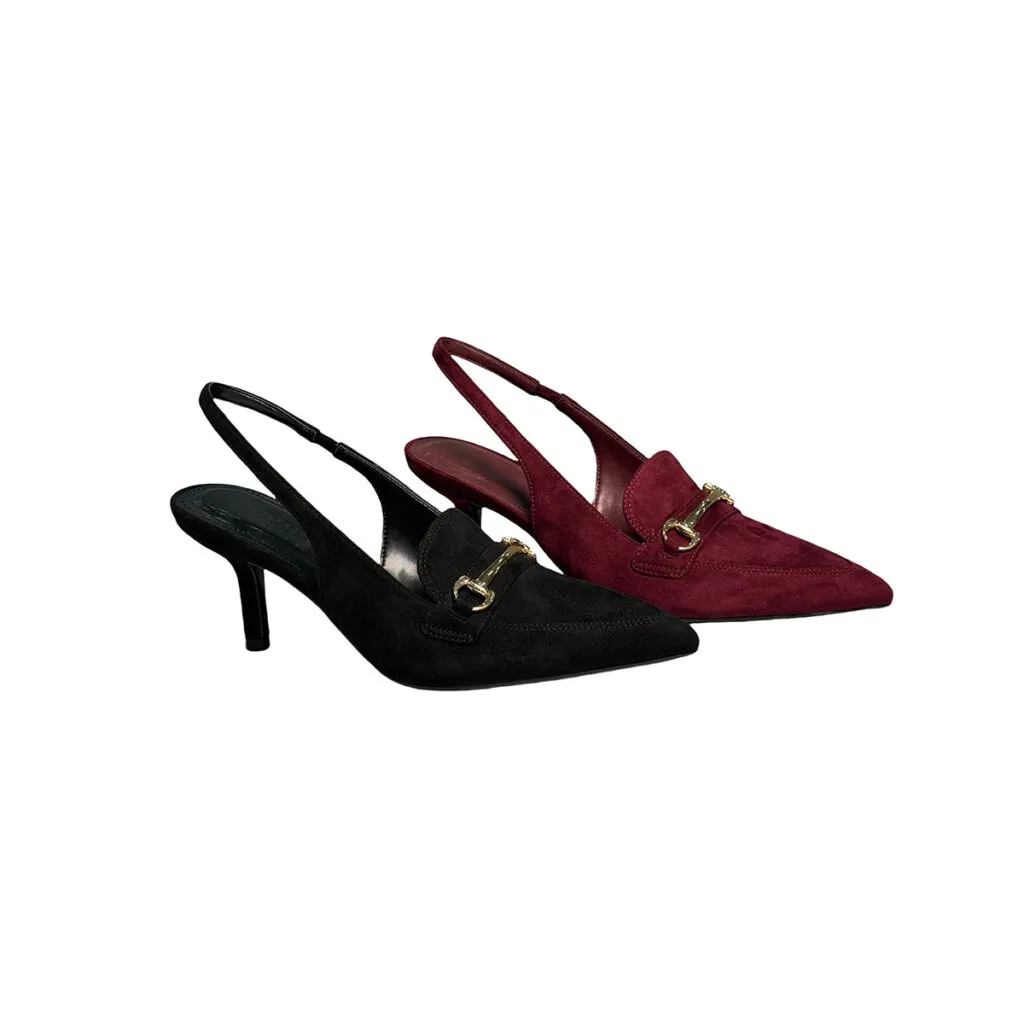 T-C032 Women’s Summer Sexy High Heels Sandals Metal Buckle Decoration Pointed Toe Caps High-Heeled Pumps