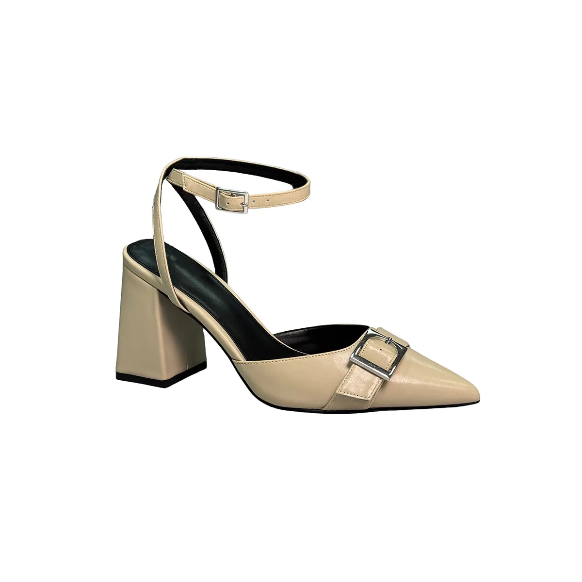 T-C056 Ankle Buckles Women Metal Ornaments Pumps High Chunky Heels Sandals