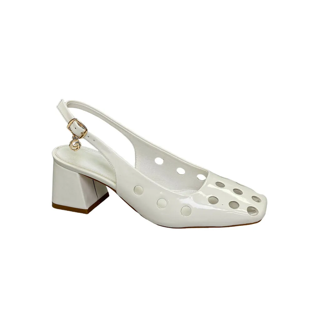 T-C060 Women Laser High-Heel Pumps Pointed Toe Slingback Party Banquet Solid