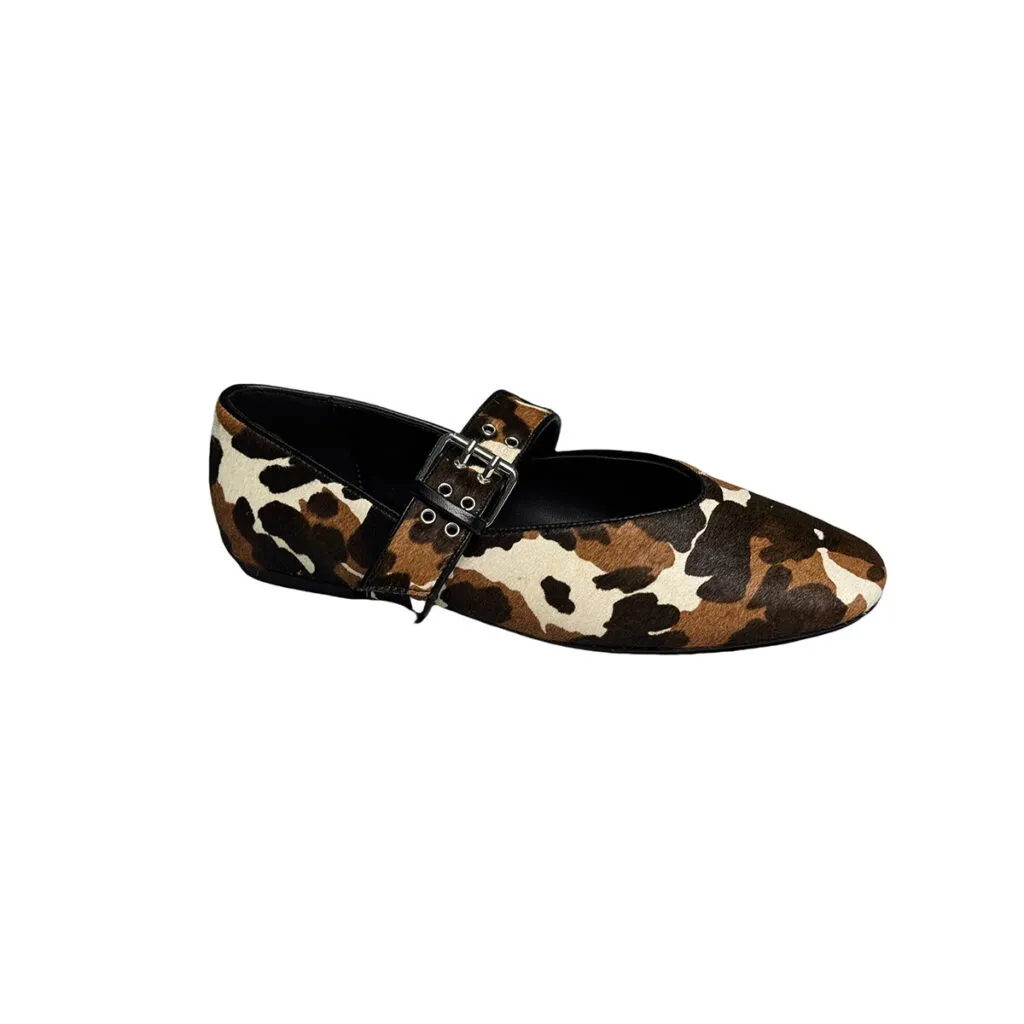T-F008 New Products Buckle Decoration Printed Spotted Ballet Round Flats