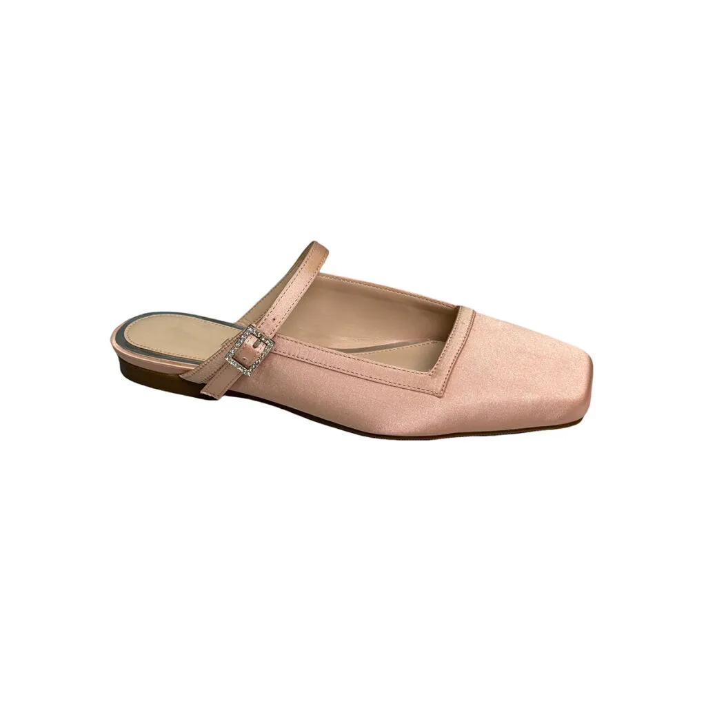 T-F015 Famous ZA Shoes for Ladies Summer Square Toe Closed Toe Mules Silk and Satins Designer Handmade Women’s Shoes