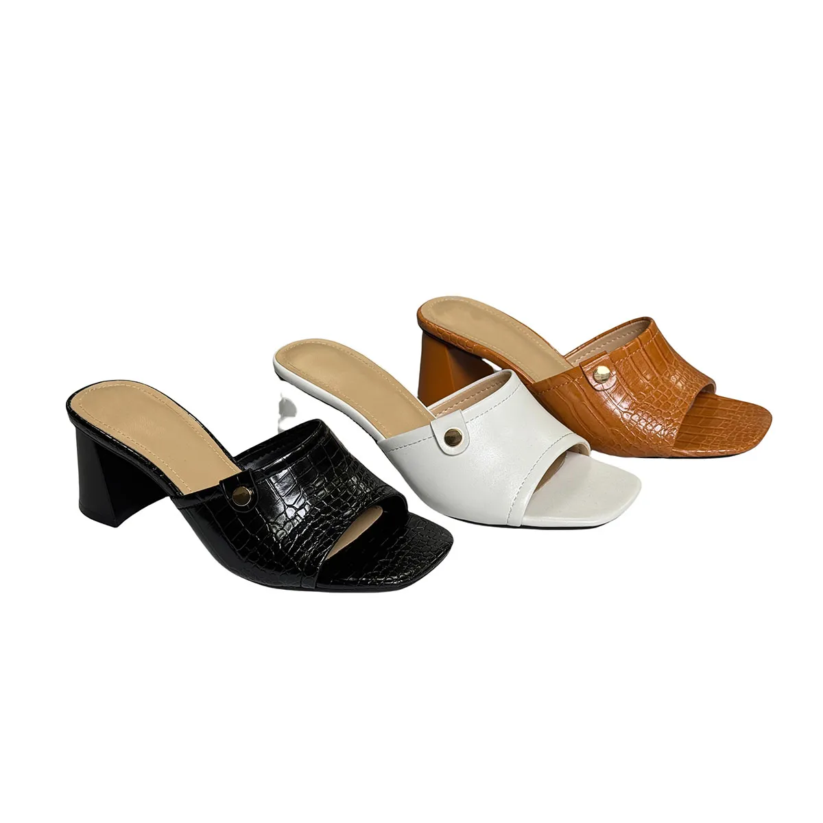 T-S029 New Sandals Outerwear Fashion Medium Heeled Women's Shoes Soft Leather Women's Shoes