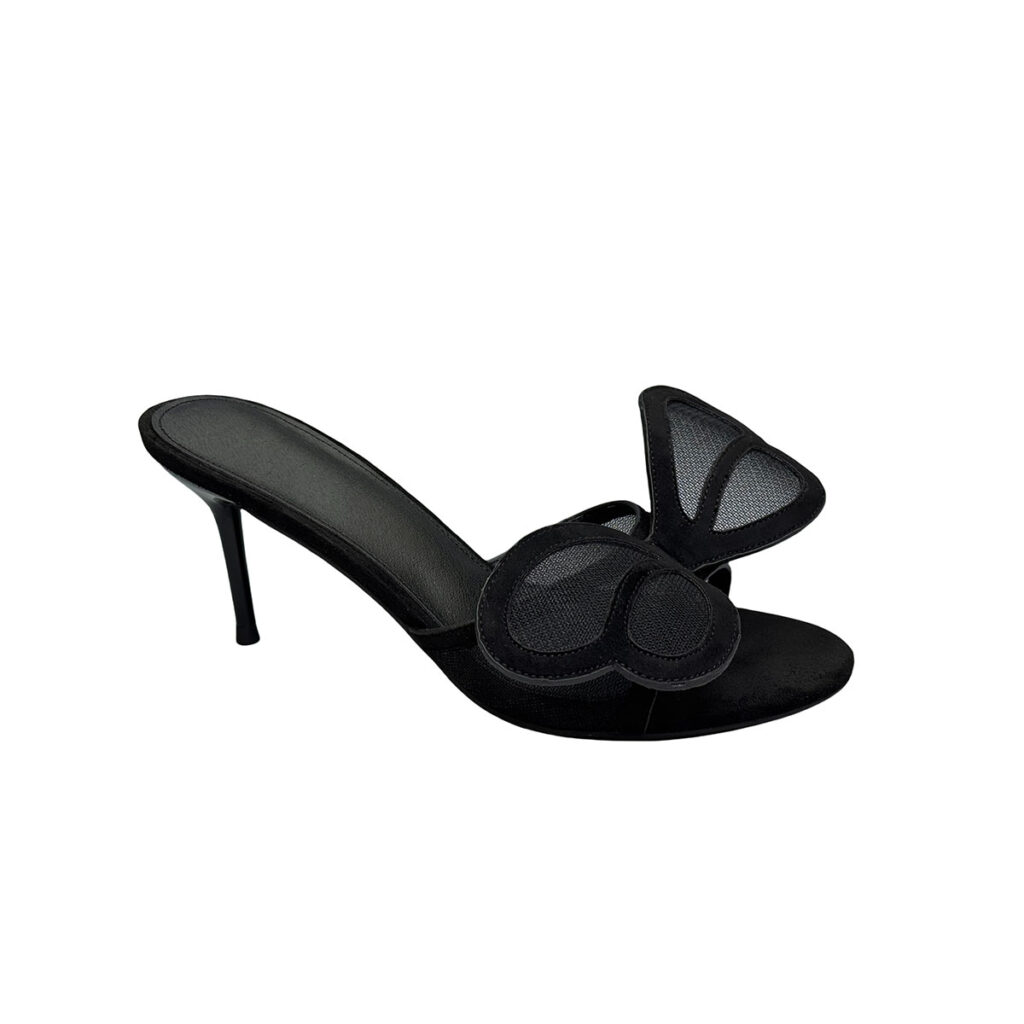 T-S033 Front Mesh Butterfly Women’s Sexy Dress Open Toe Shoes High Heels Pumps Fashion Sandals Slip on Stiletto Mules