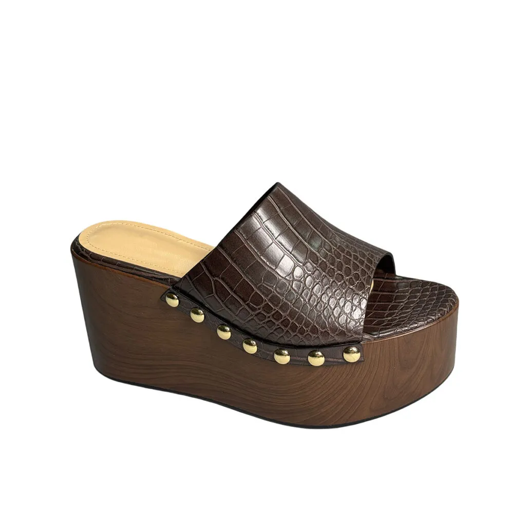 T-W001 Animal Pattern Beach Sandals Grain Thick Bottom Slope slippers for Women