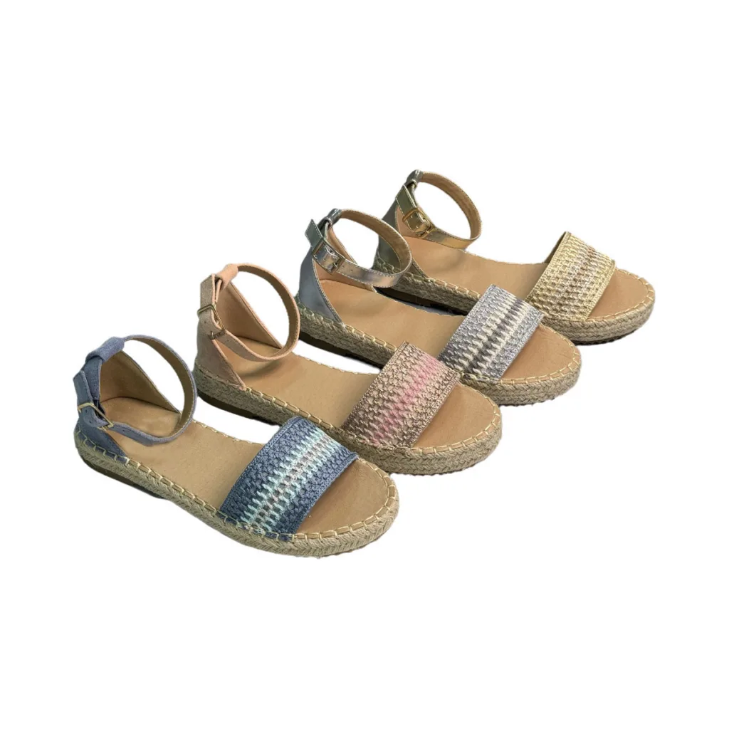 T-F028 Summer Fashion Women’s Flat Sandals Thick Bottom Button Design Breathable Sweat