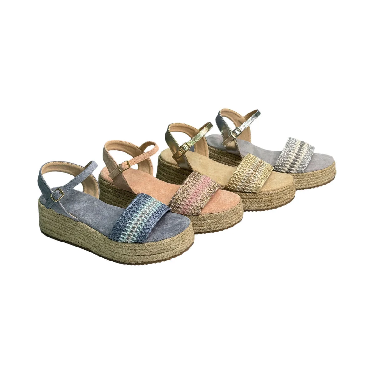 T-W022 Comfort Summer Wedge Sandals High Quality Fashionable Women's Heeled Sandals Woven Sole Outdoor