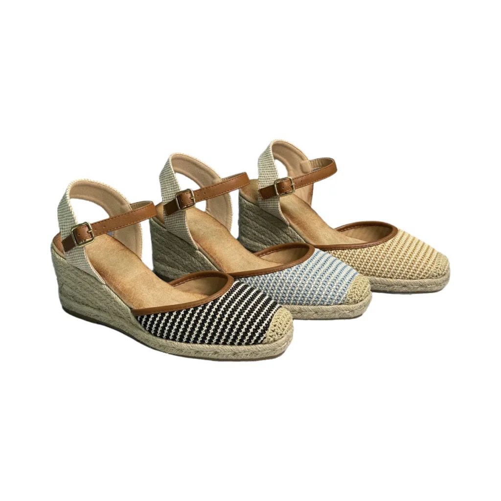 T-W024 5 cm Espadrilles Shoes Sling Back High Heel Sandals Female Natural Jute Hemp Rope Straw Low Heel Platform Wedge Sandals