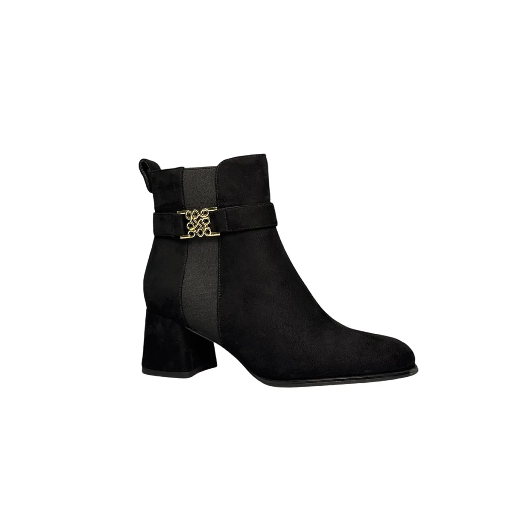 T-B041 Women’s Trendy Fall/Winter Suede Ankle Boots with Buckle Block-Heel & Comfortable for Party & Evening