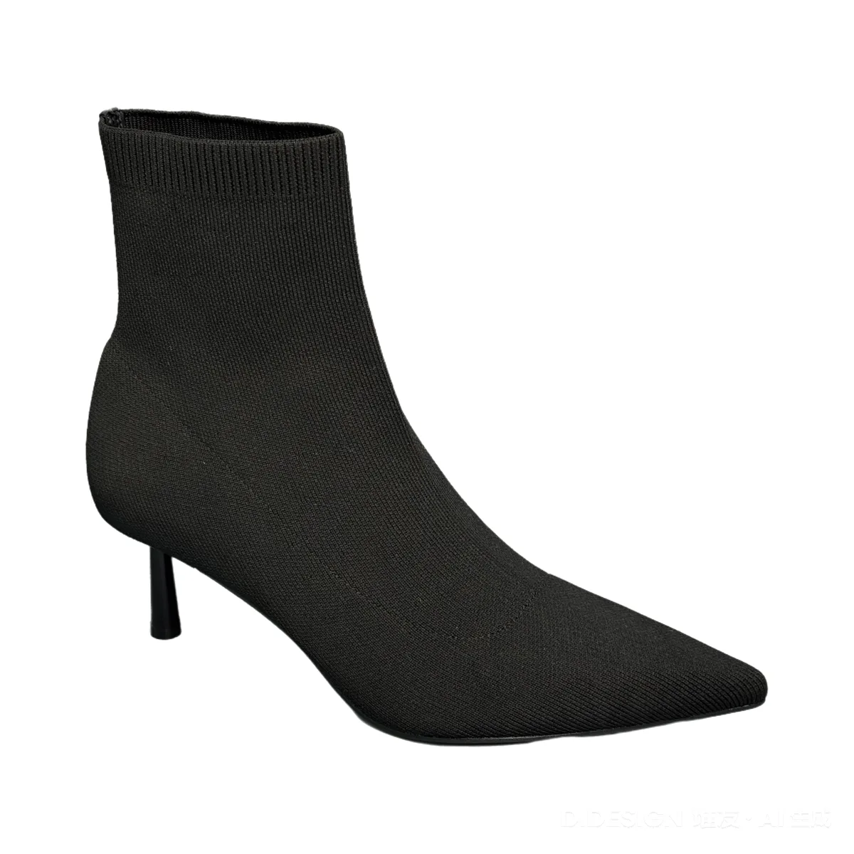 T-B056 Ann'S Goddess Ultimate Femininity Waterproof Stiletto Black Length Sock Boots Knitted ankle short boots